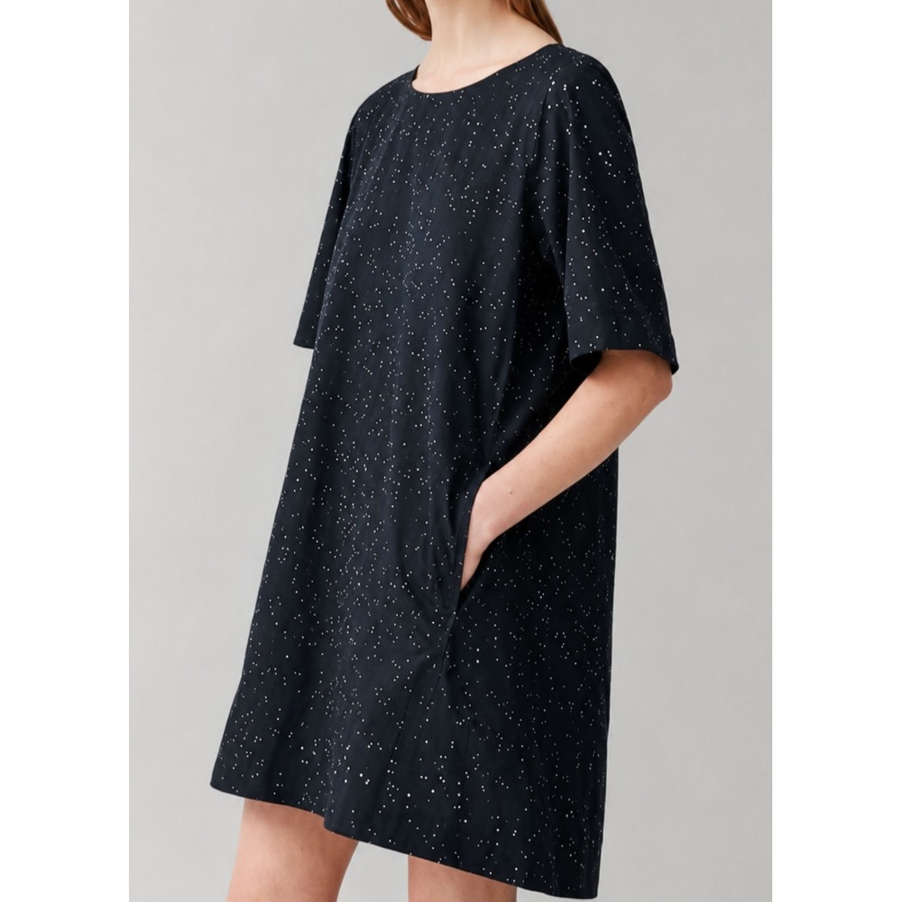 COS Women's Black‎ Eyelet Shift Dress Pockets Minimalist Scandinavian US 2